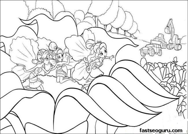 Printable barbie thumbelina Chrysella,Janessa coloring pages 